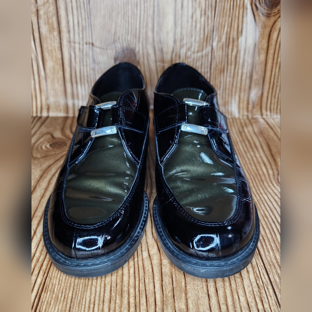 Brighton Patent Shine Black and Green Buckle Loafer Size‎ 6